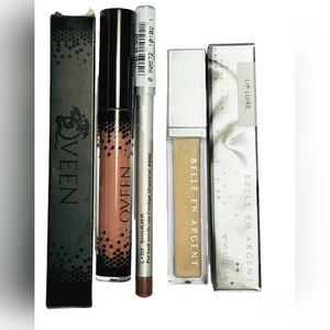 3pc Lot Belle en Argent Gloss Qveen Lip Satin Lip liner